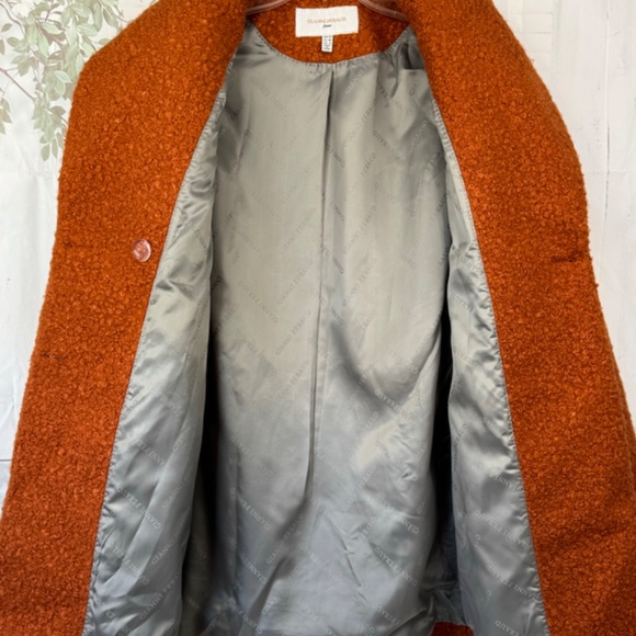 Gianni Feraud Femme Womens Orange Collared Pea Coat Double Breasted Jacket 6 US - Picture 8 of 14